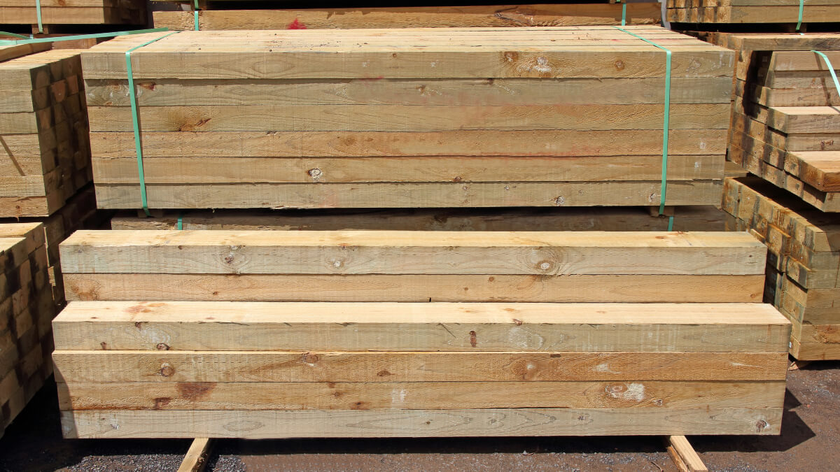 Pile of treated timber